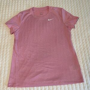 Nike Women's Pink Dri-Fit Training Short Sleeve Slim-Fit Shirt Athletic size L